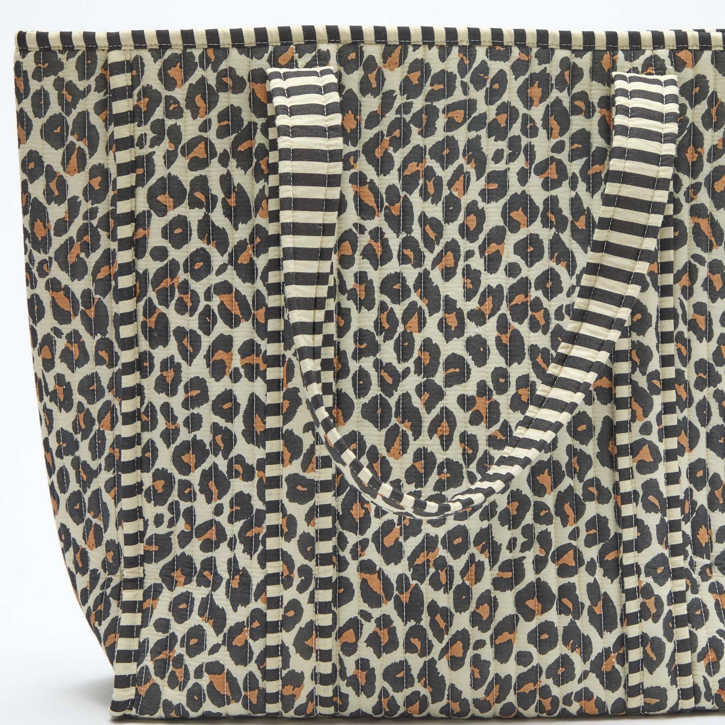 Sac cabas matelassé motif léopard MARRON
