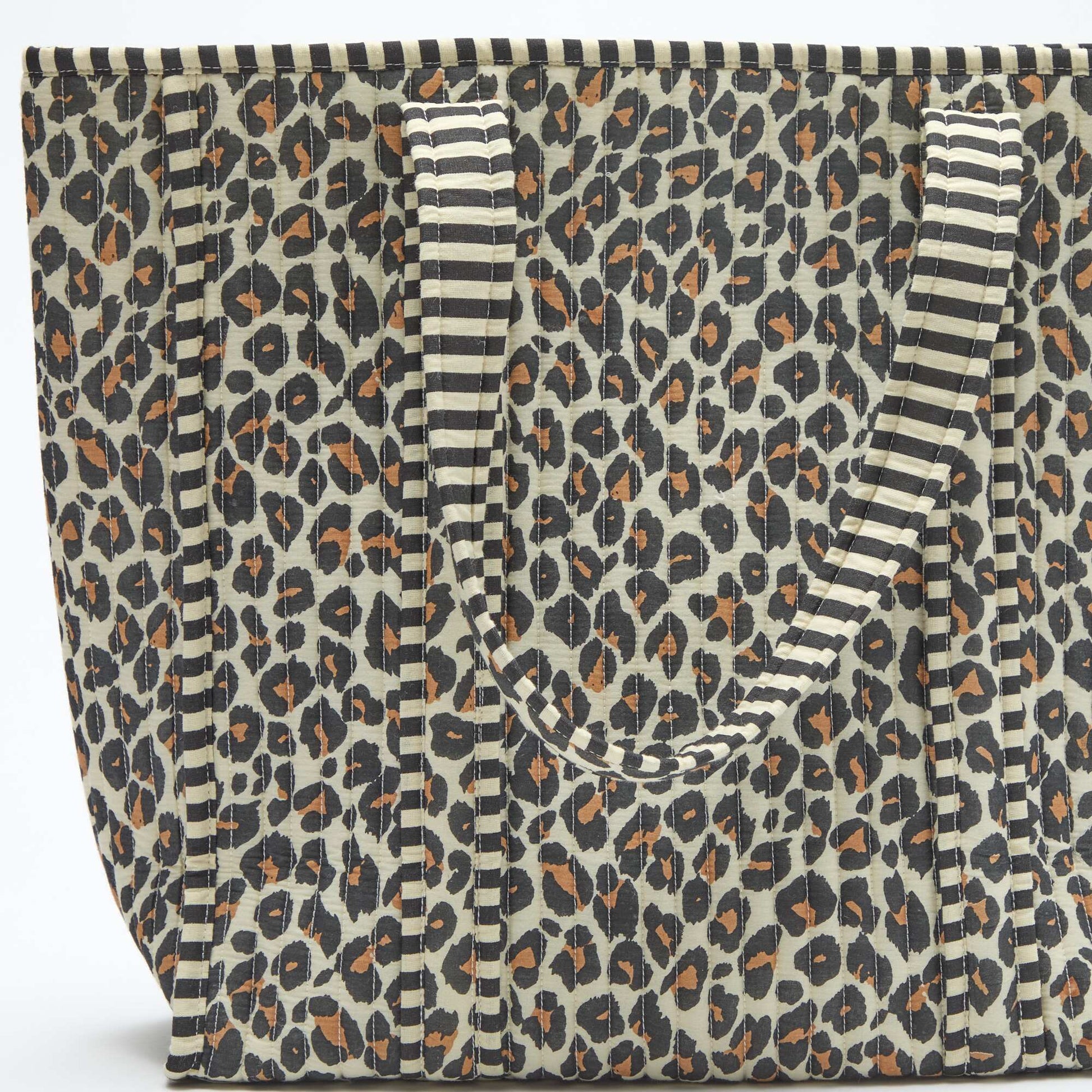 Sac cabas matelassé motif léopard MARRON