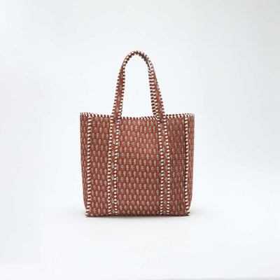 Sac cabas matelassé motif indienne ORANGE