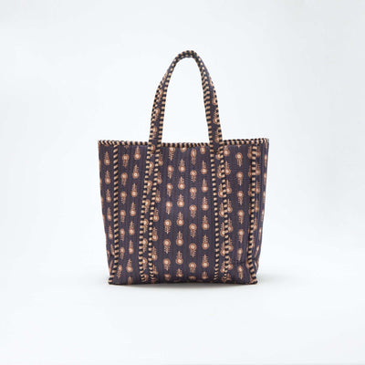 Sac cabas matelassé motif fleurs VIOLET