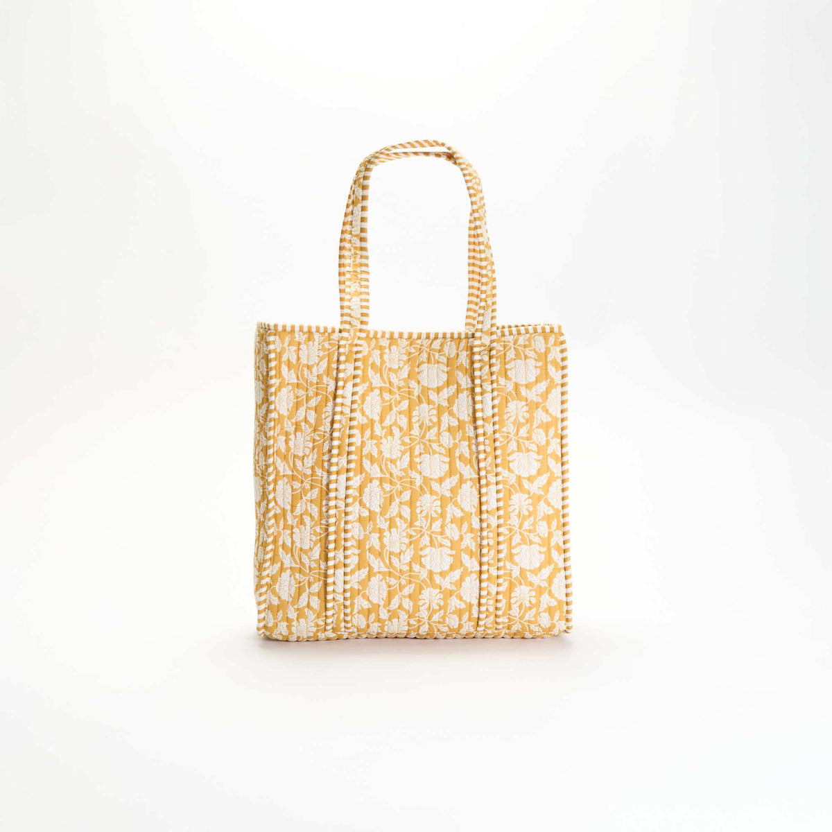Sac cabas matelassé motif indienne JAUNE