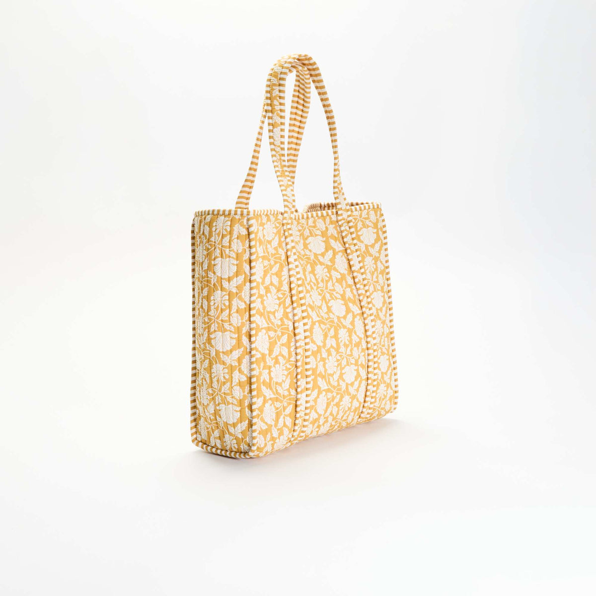 Sac cabas matelassé motif indienne JAUNE
