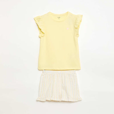 Ensemble de pyjama court t-shirt + short - 2 pièces JAUNE