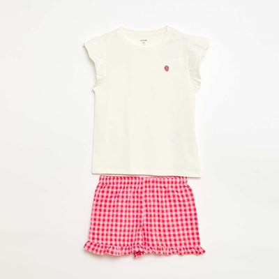 Ensemble de pyjama court t-shirt + short - 2 pièces BLANC