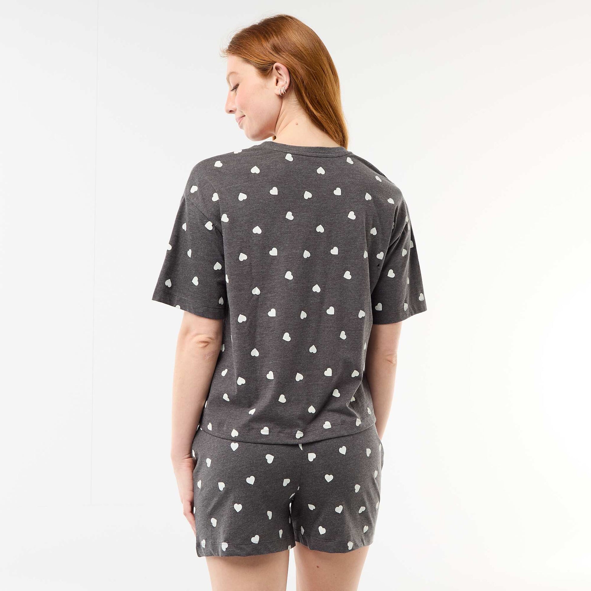 Ensemble de pyjama haut + short en jersey coton GRIS