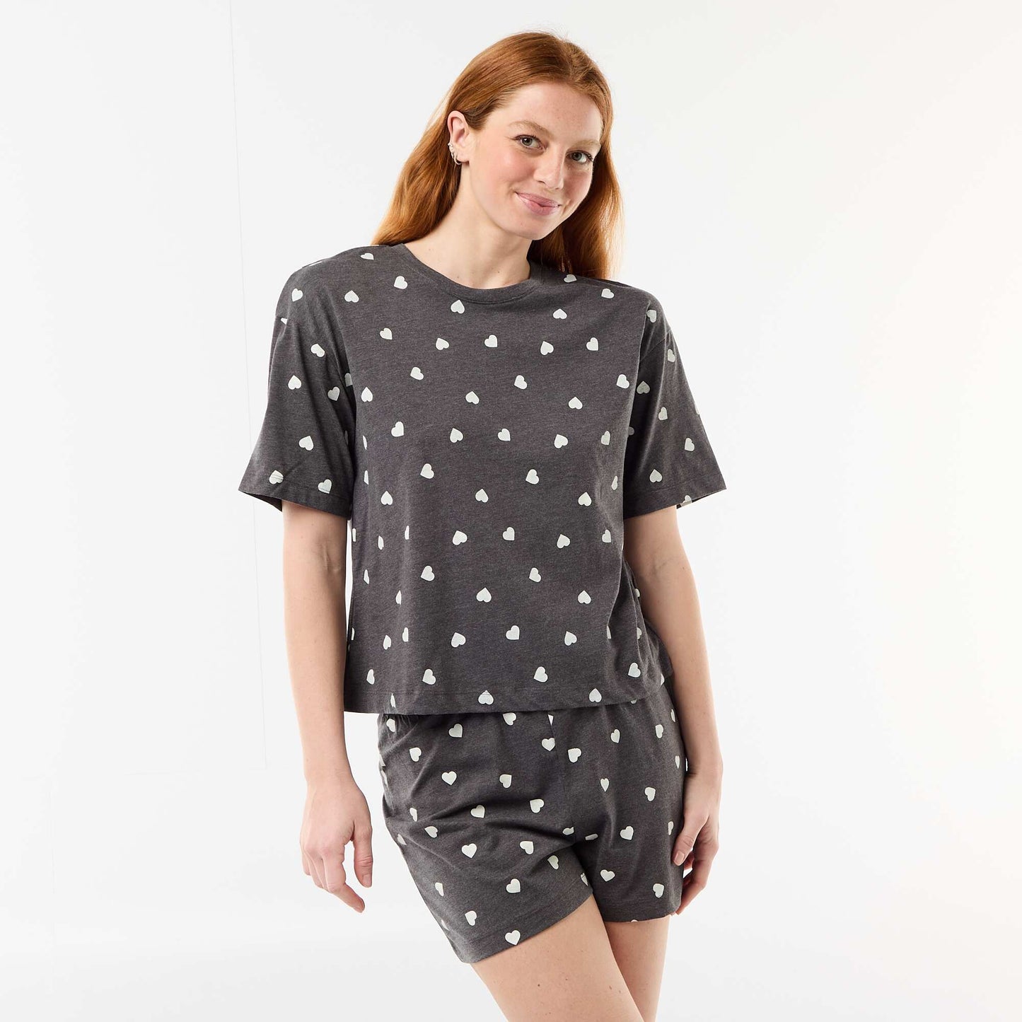 Ensemble de pyjama haut + short en jersey coton GRIS