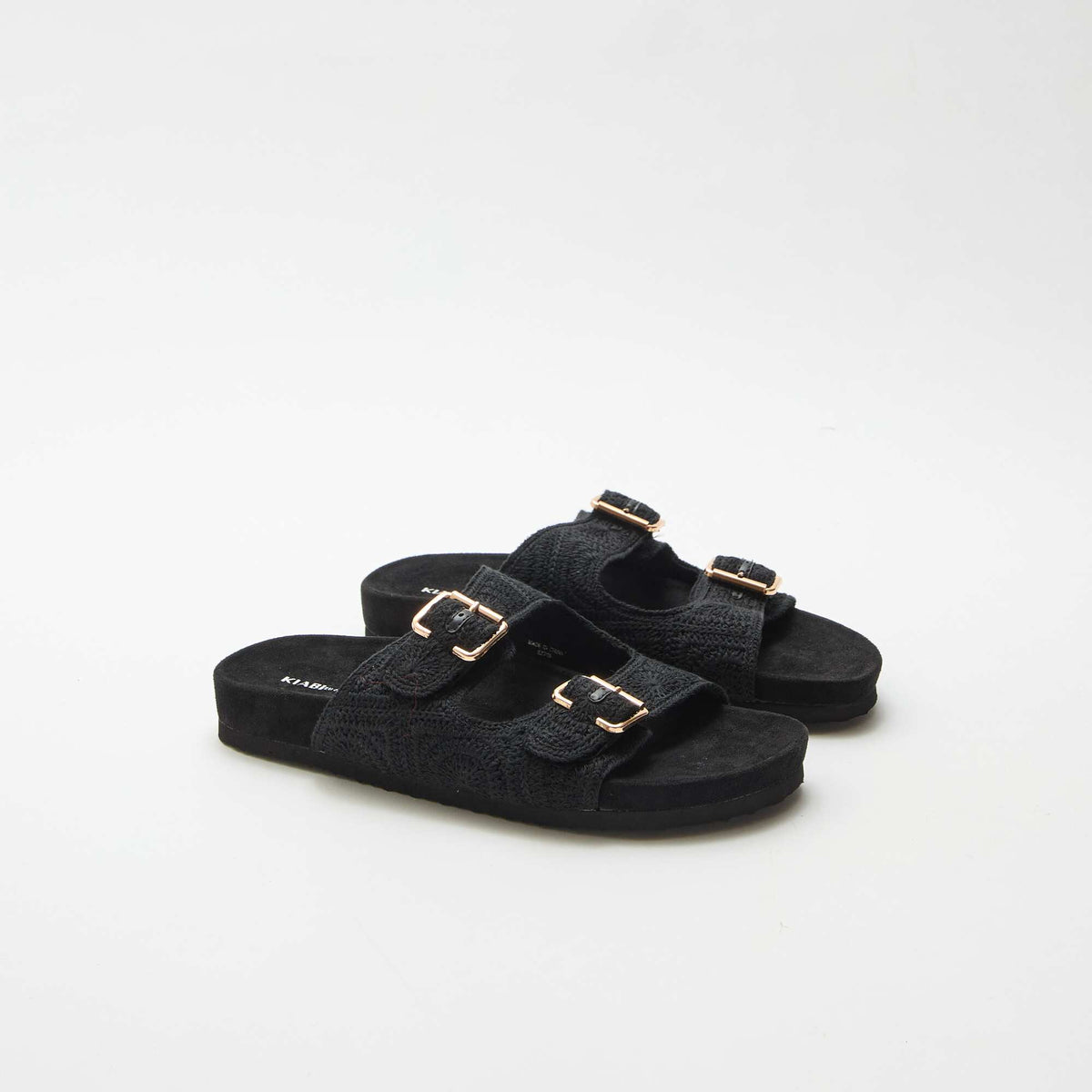 Mules à double bride en macramé NOIR