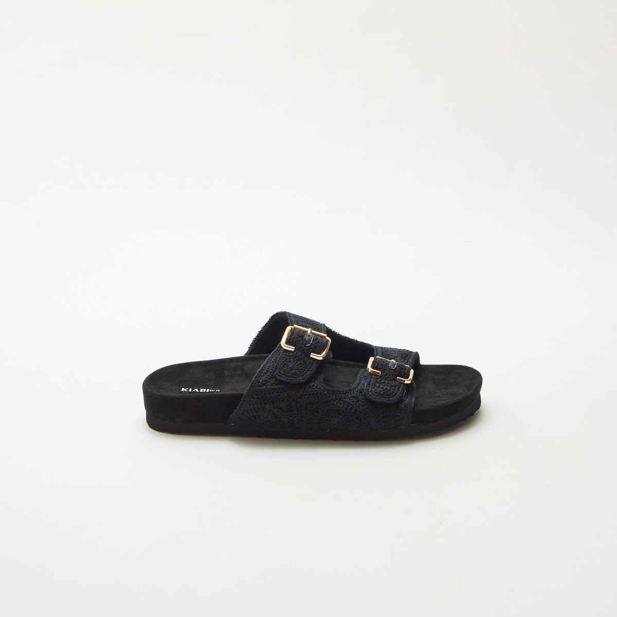 Mules à double bride en macramé NOIR