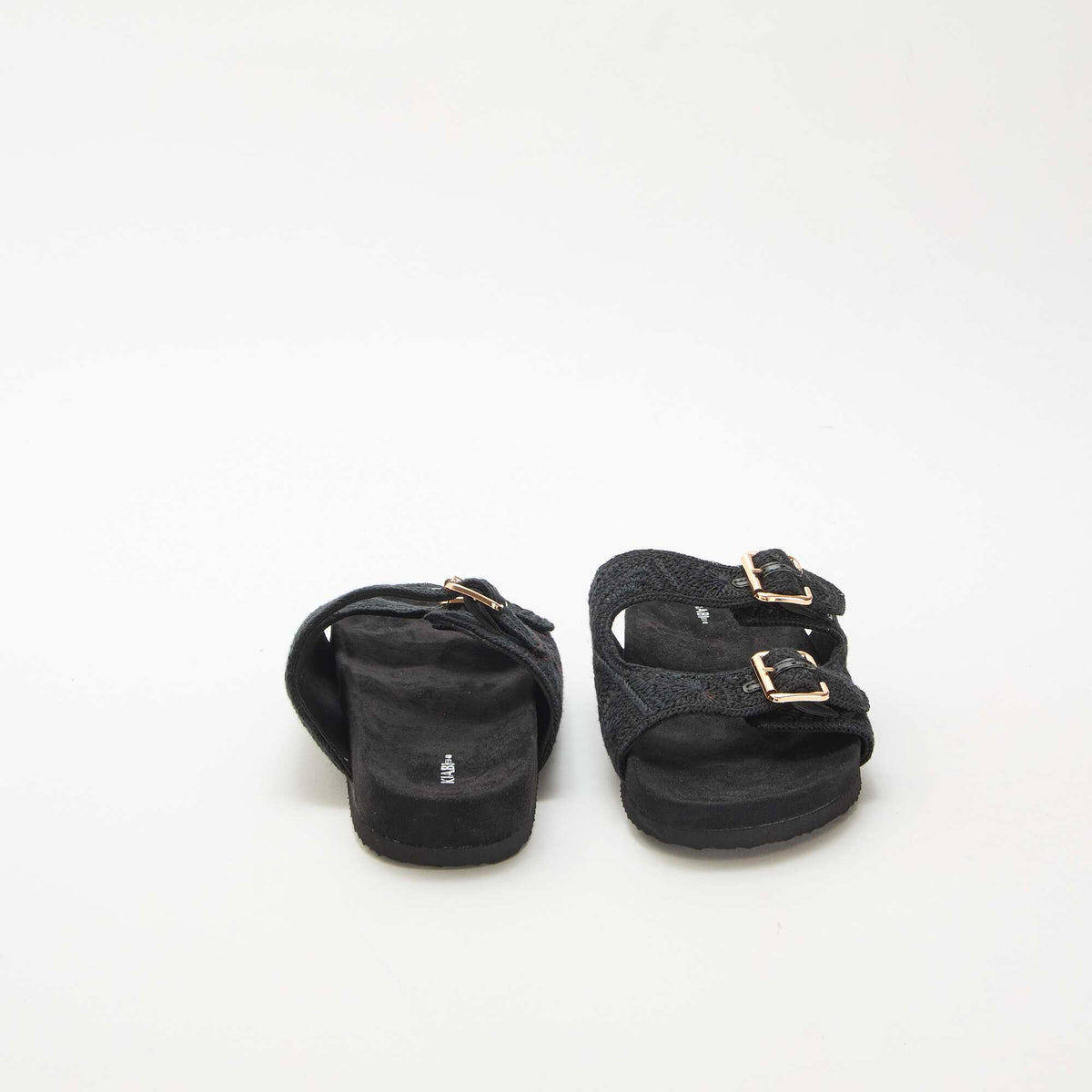 Mules à double bride en macramé NOIR