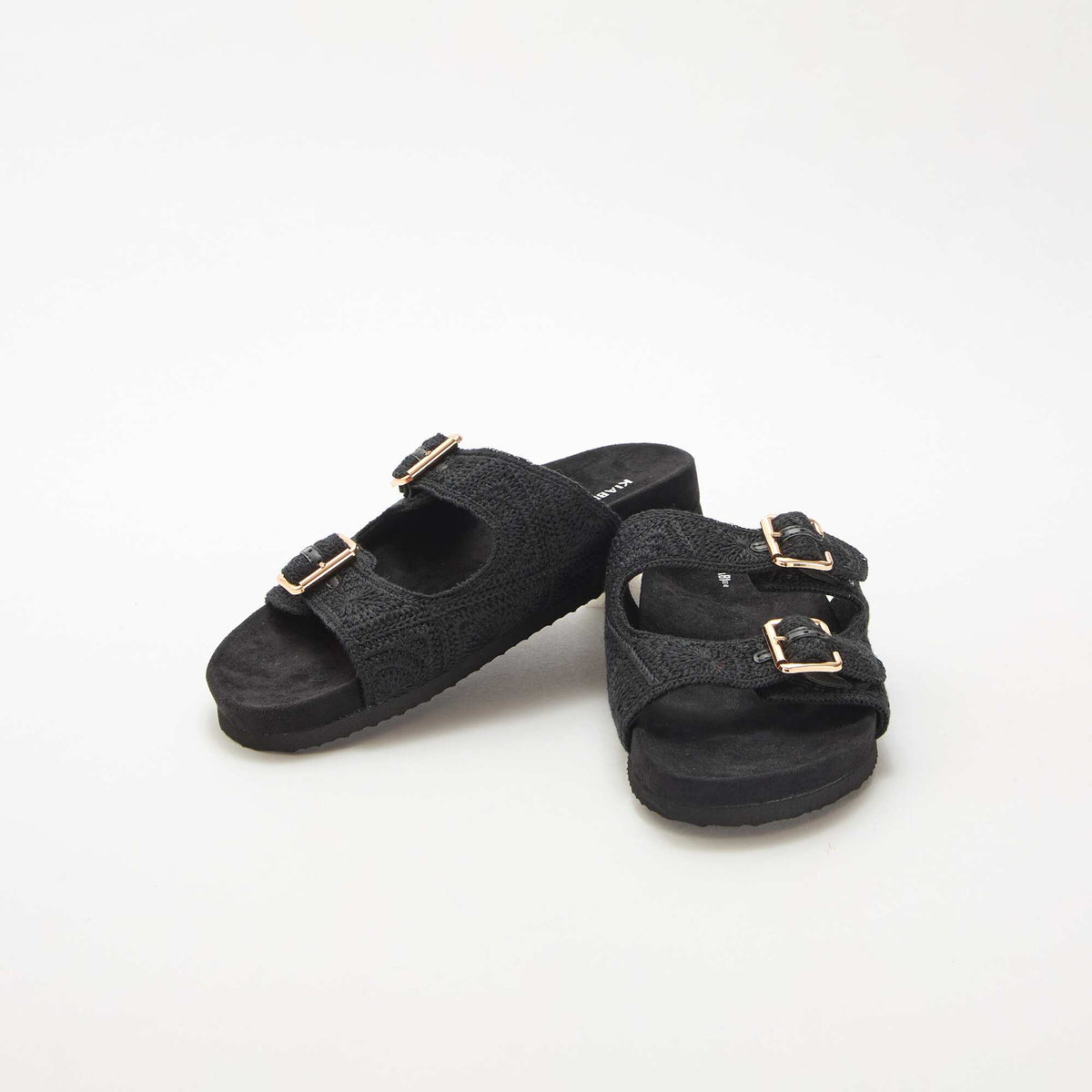 Mules à double bride en macramé NOIR