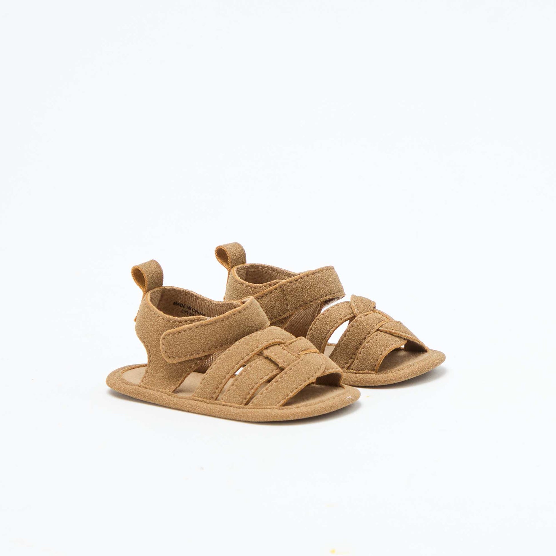 Sandales en tissu avec brides croisées MARRON