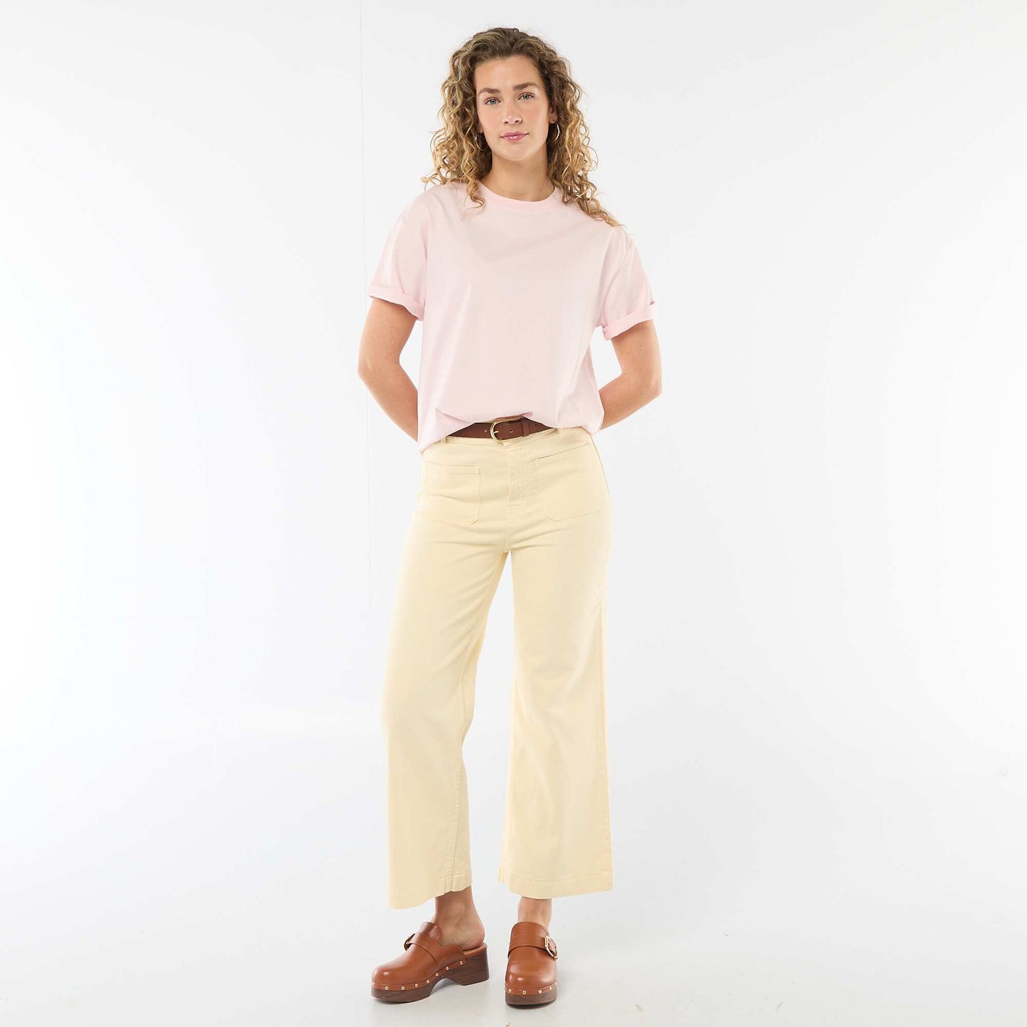 Pantalon wide leg coloré JAUNE