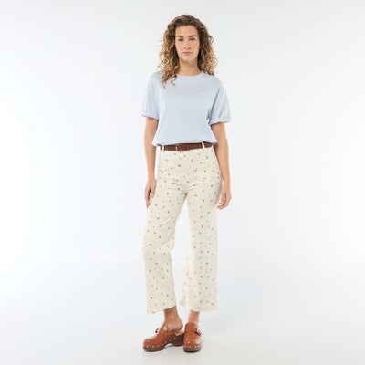 Pantalon wide leg coloré BEIGE IMPRIMé
