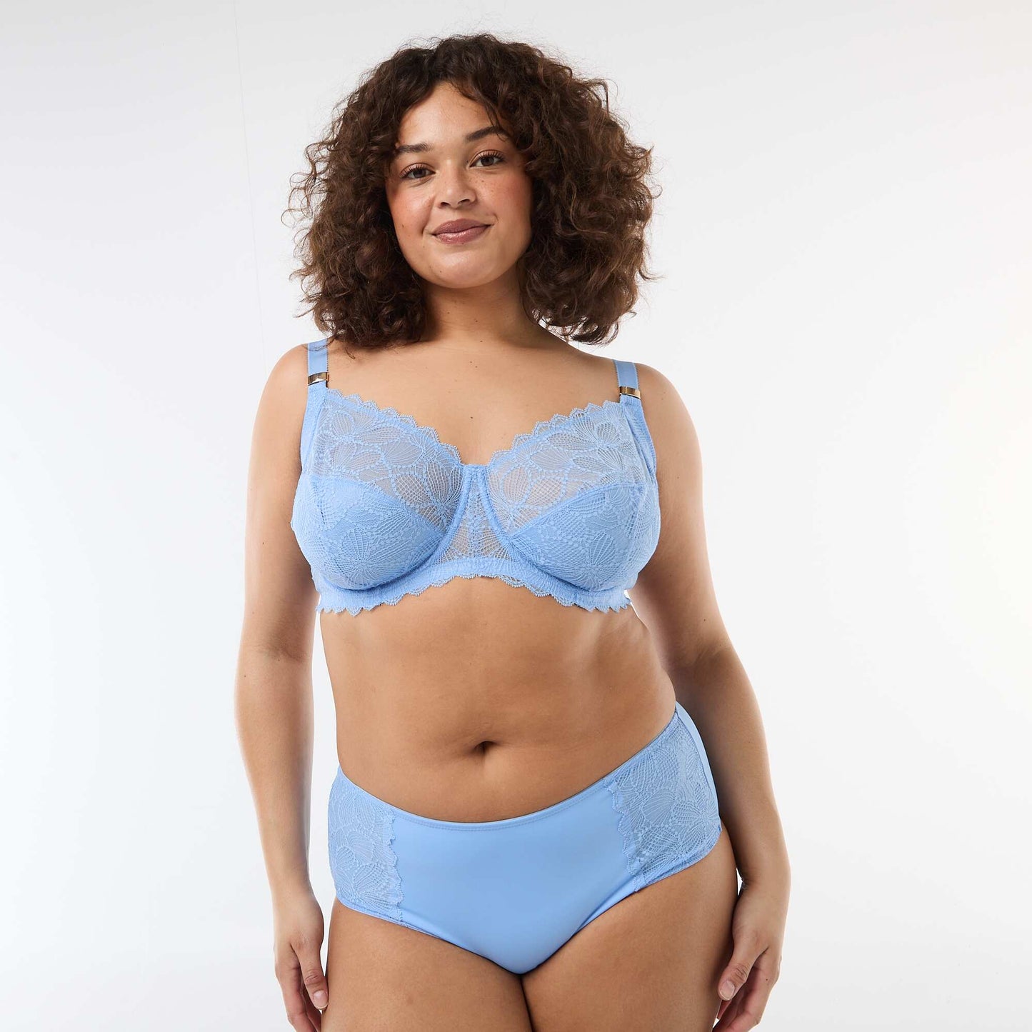 Culottes taille haute avec dentelle BLEU