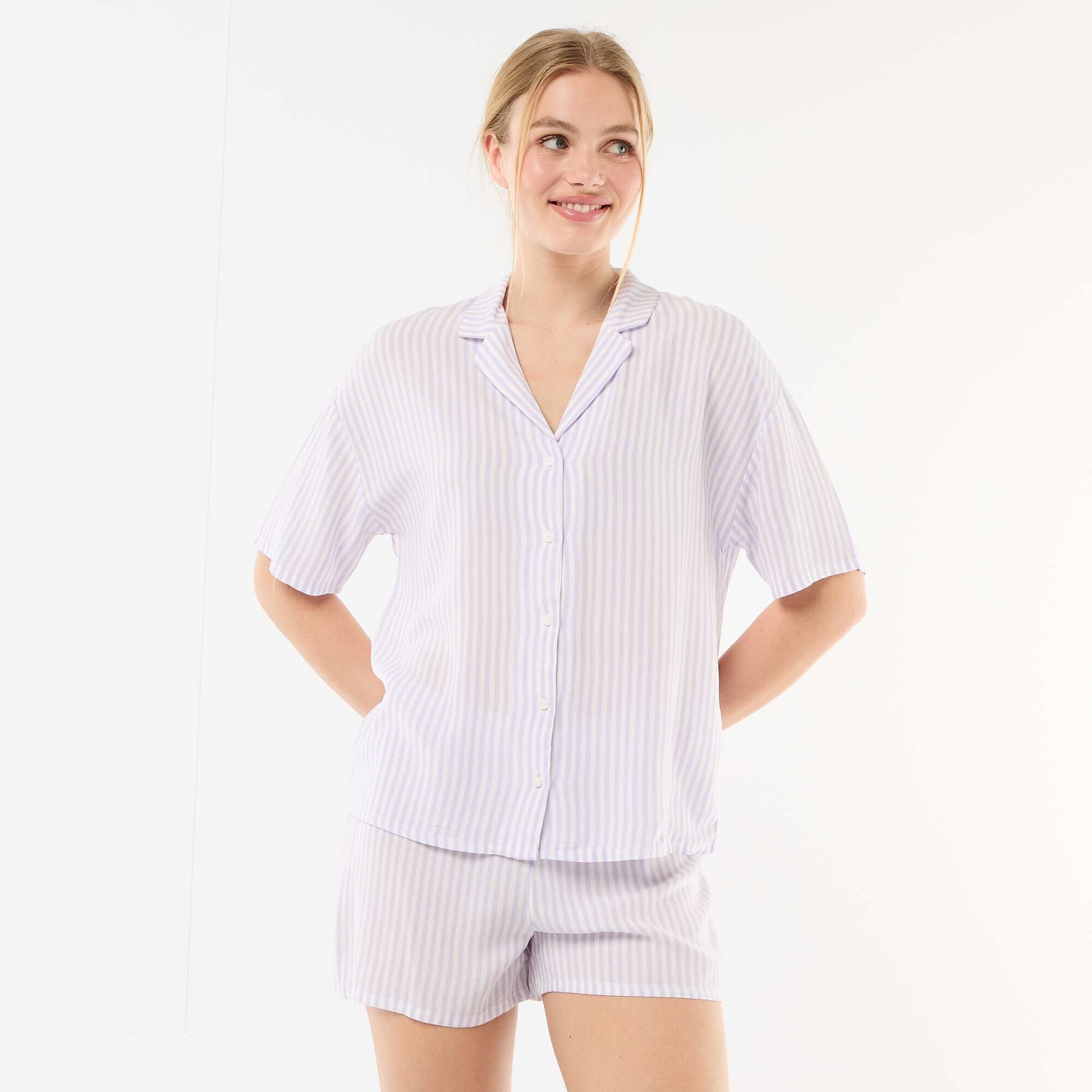 Ensemble de pyjama rayé haut + short VIOLET