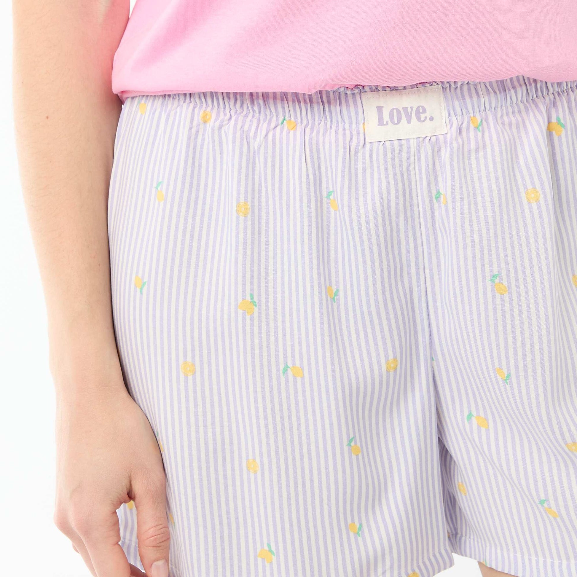 Ensemble de pyjama haut + short léger all-over rayé VIOLET
