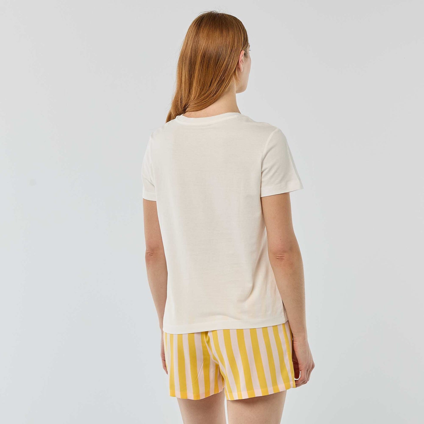 Ensemble de pyjama haut + short léger rayé JAUNE