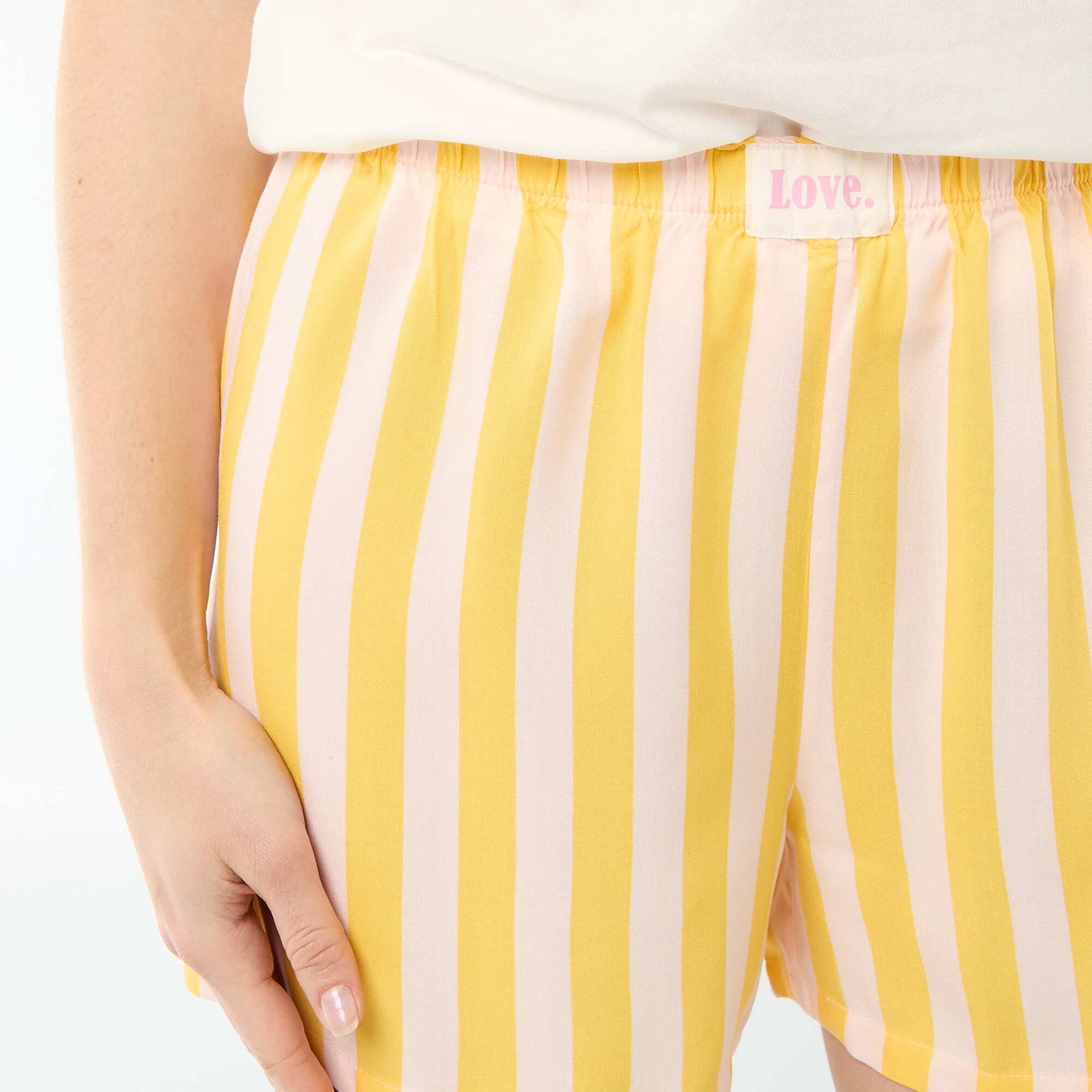 Ensemble de pyjama haut + short léger rayé JAUNE