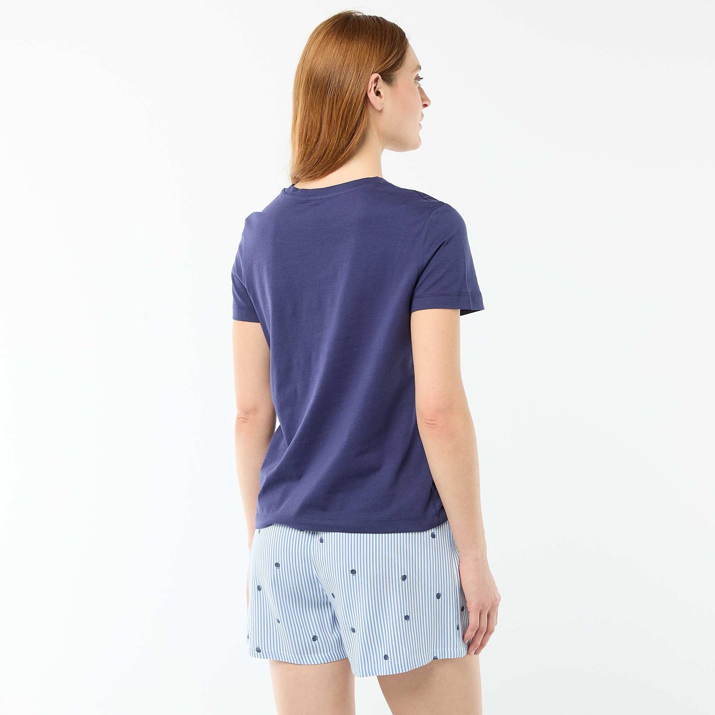 Ensemble de pyjama haut + short léger all-over rayé BLEU