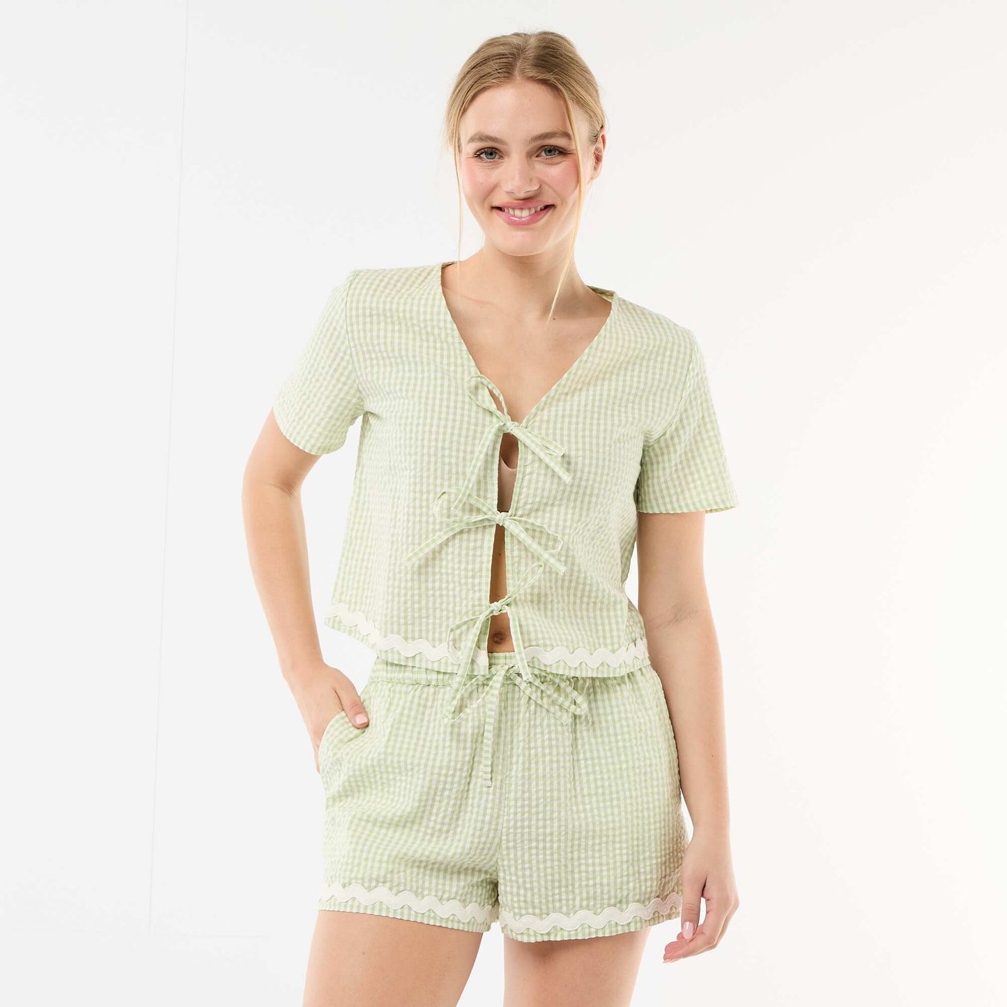 Pyjama short carreaux vichy 2 pièces VERT