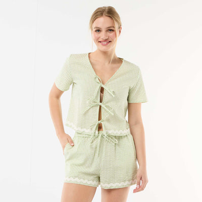 Pyjama short carreaux vichy 2 pièces VERT