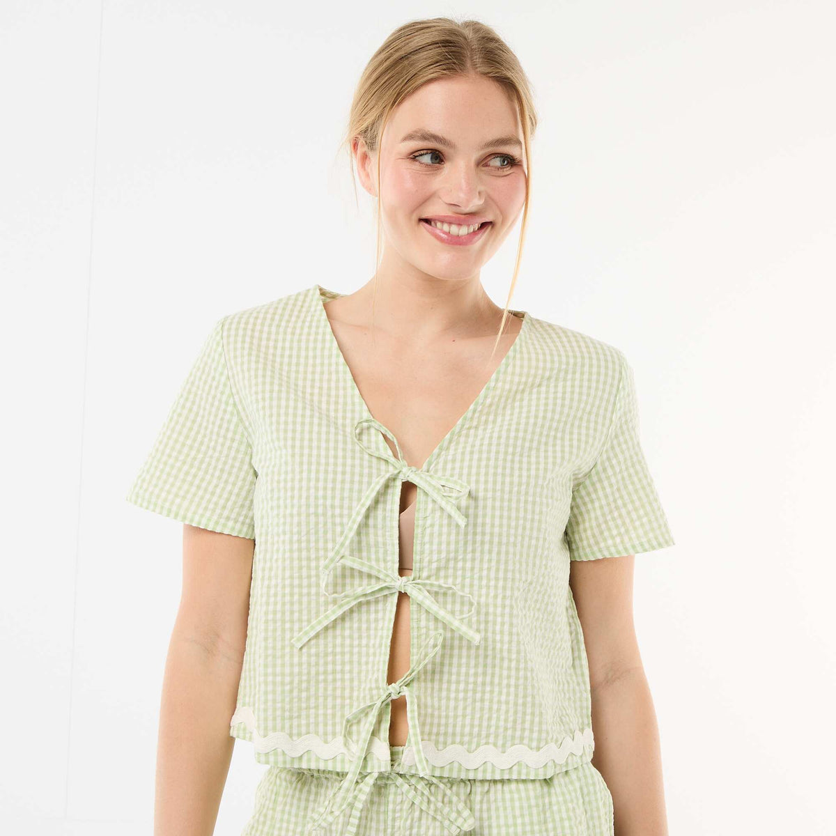 Pyjama short carreaux vichy 2 pièces VERT