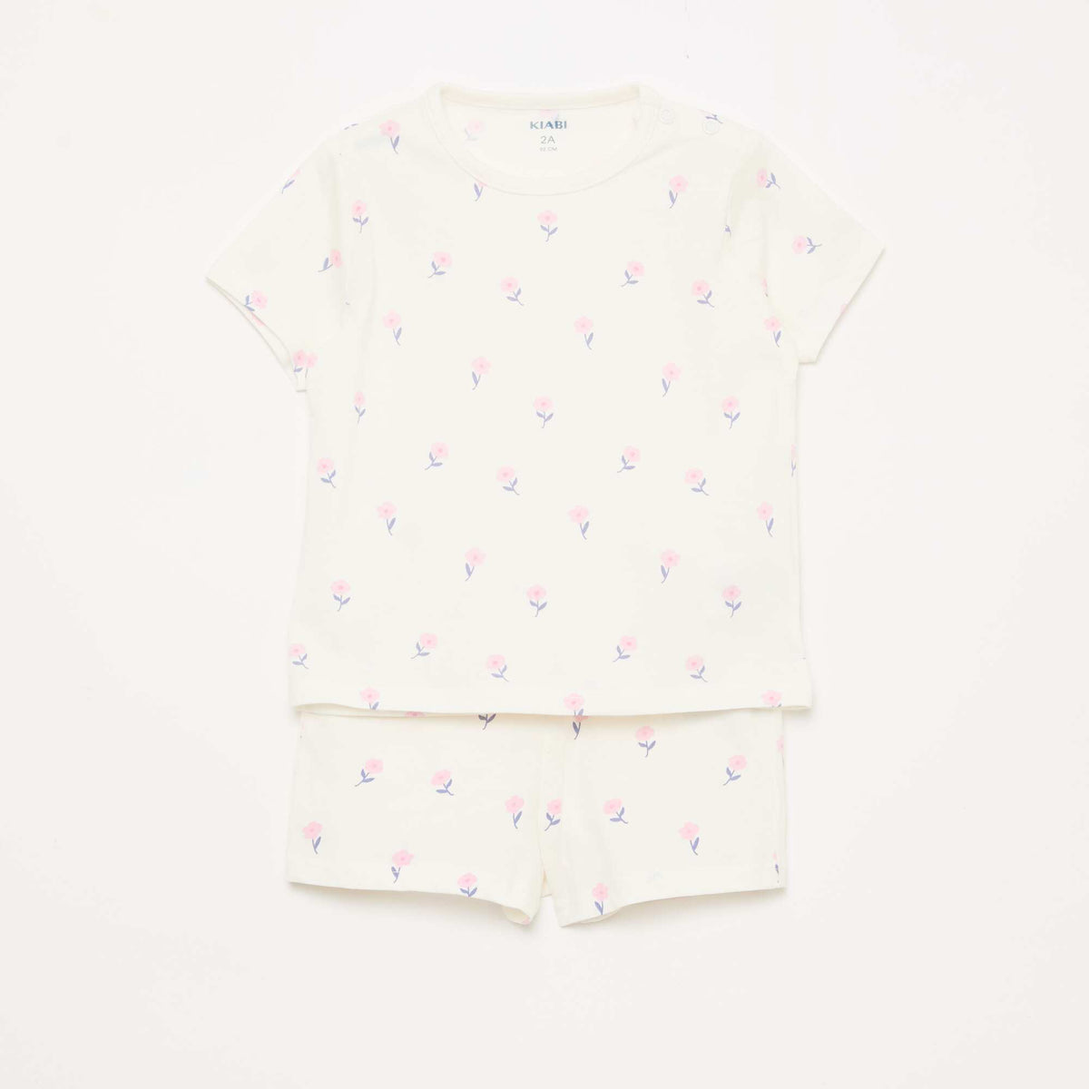 Ensemble pyjama court t-shirt + short - 2 pièces BLANC