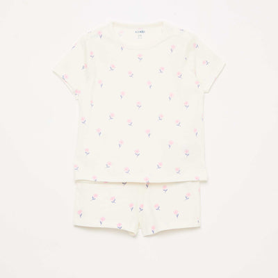Ensemble pyjama court t-shirt + short - 2 pièces BLANC