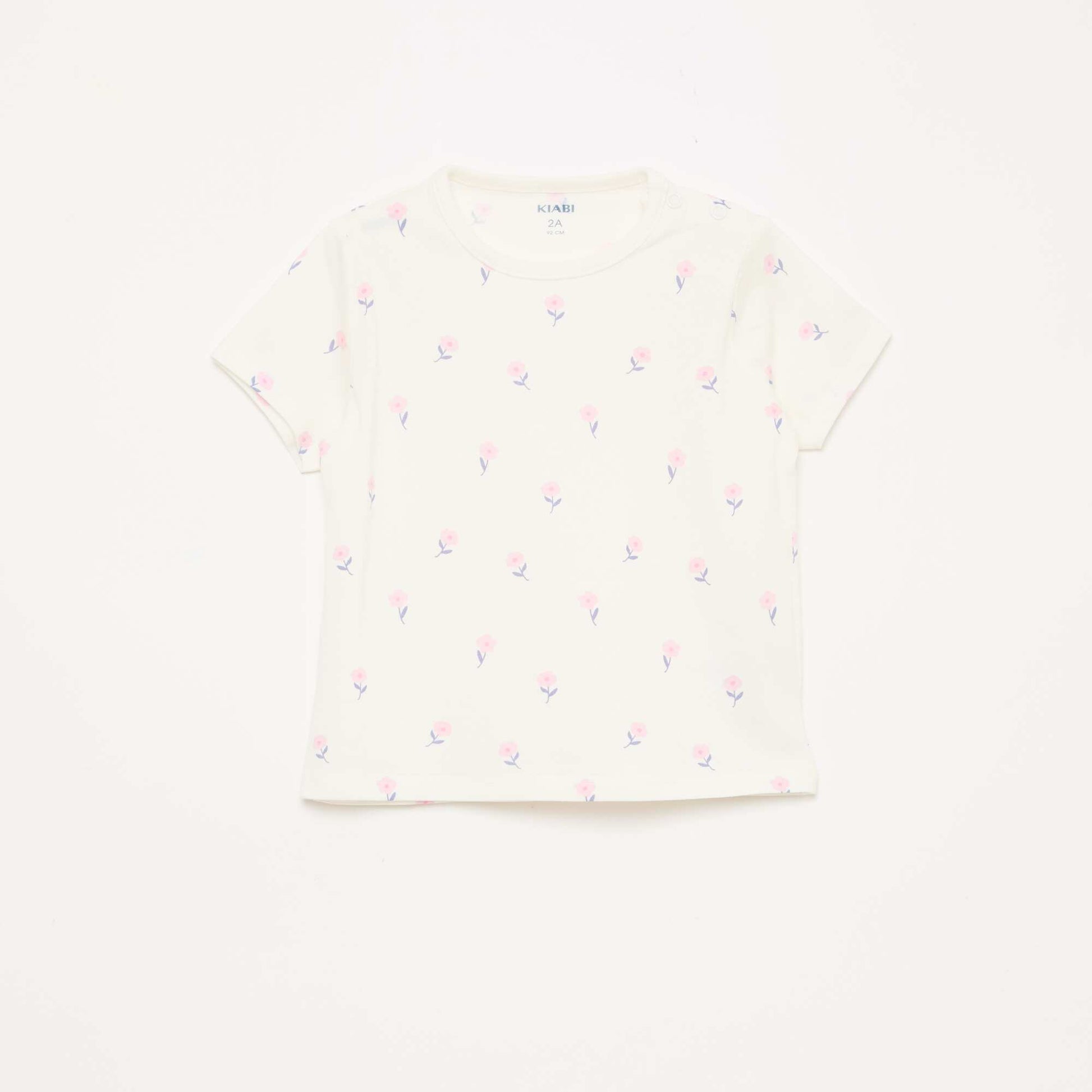 Ensemble pyjama court t-shirt + short - 2 pièces BLANC