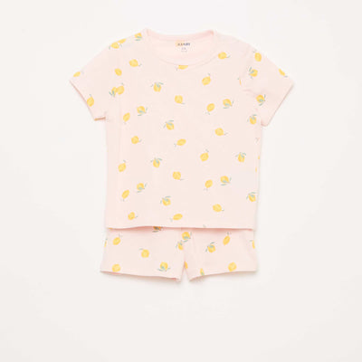 Ensemble pyjama court t-shirt + short - 2 pièces ROSE