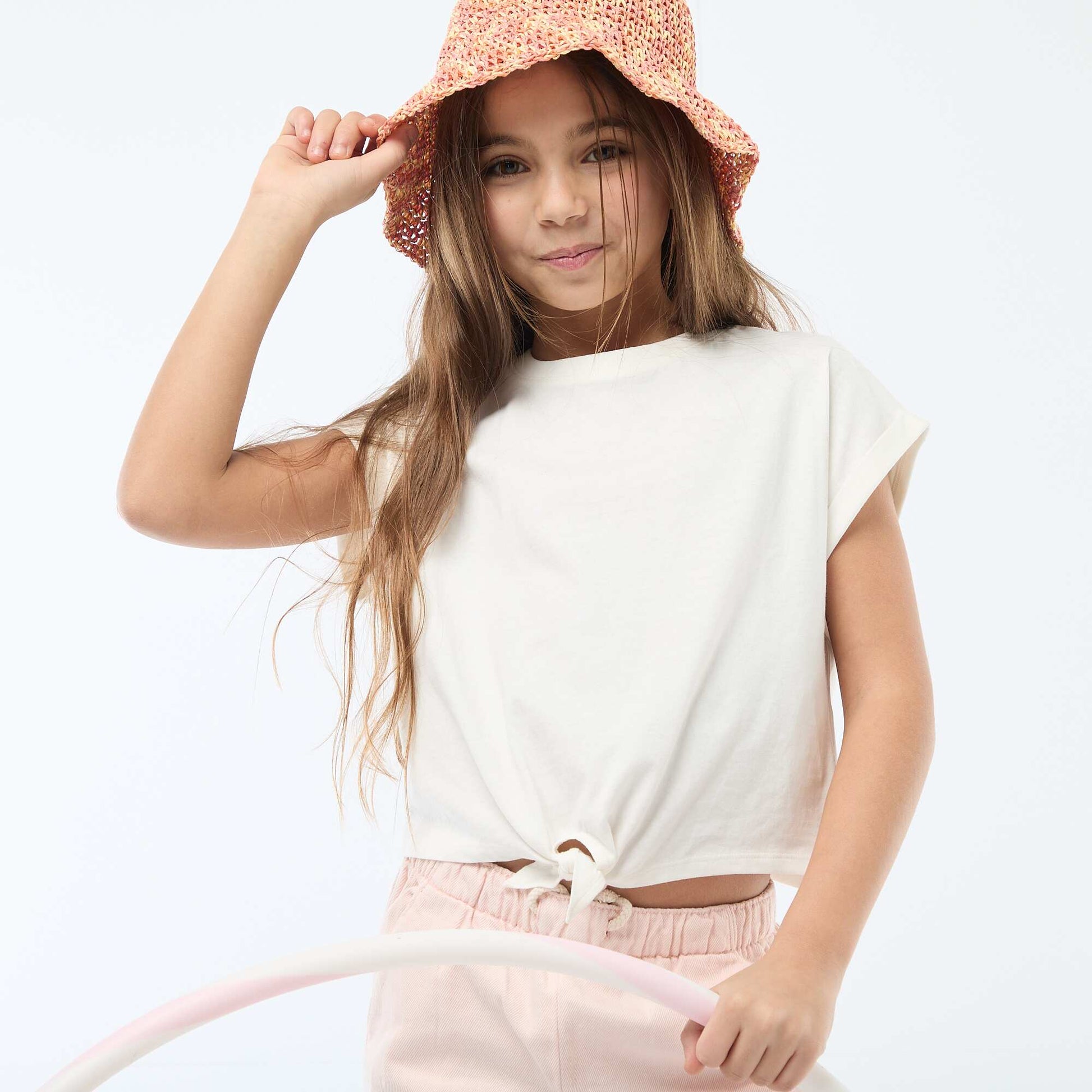 T-shirt avec nœud à la taille BLANC