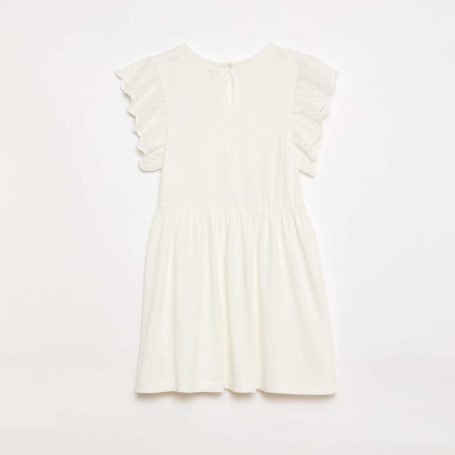 Robe en jersey avec manches courtes en broderies anglaises BLANC