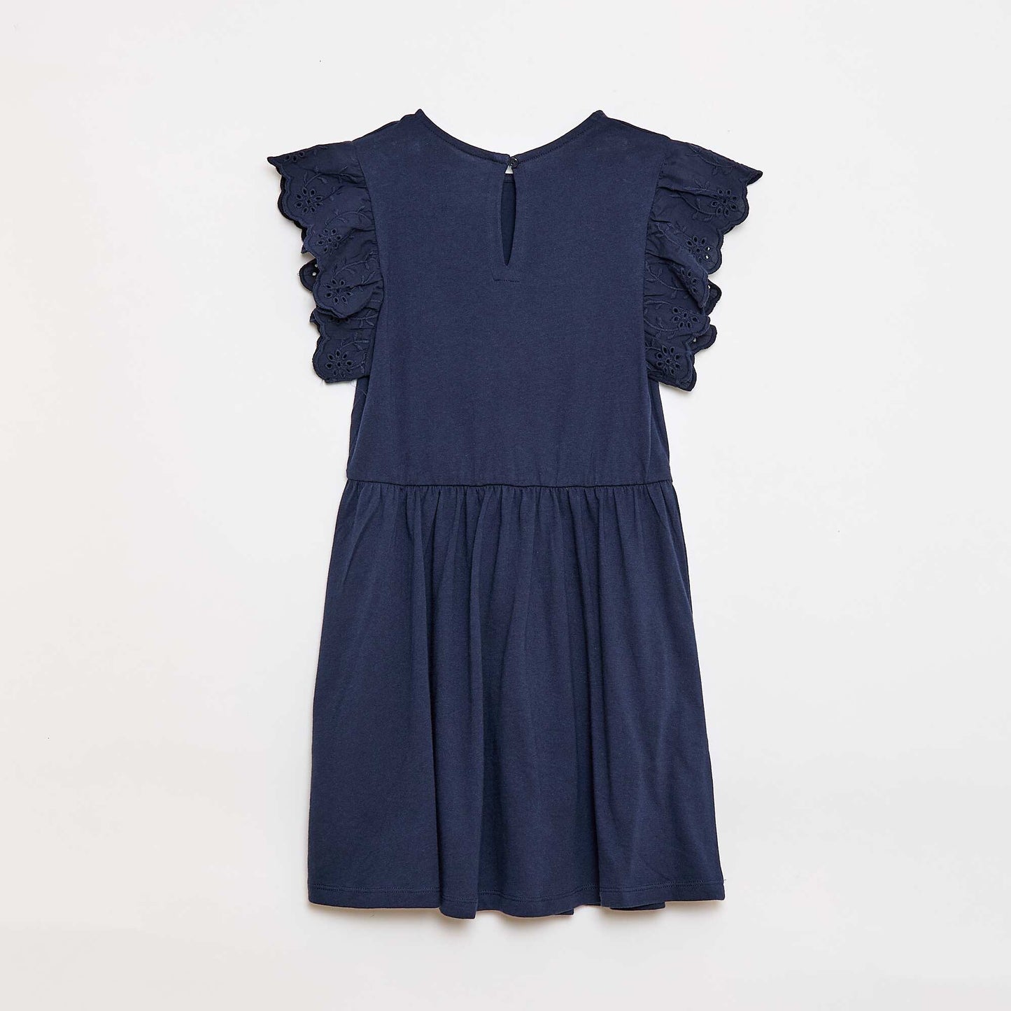 Robe en jersey avec manches courtes en broderies anglaises MARINE