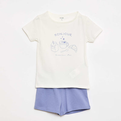 Ensemble de pyjama t-shirt + short - 2 pièces BLANC