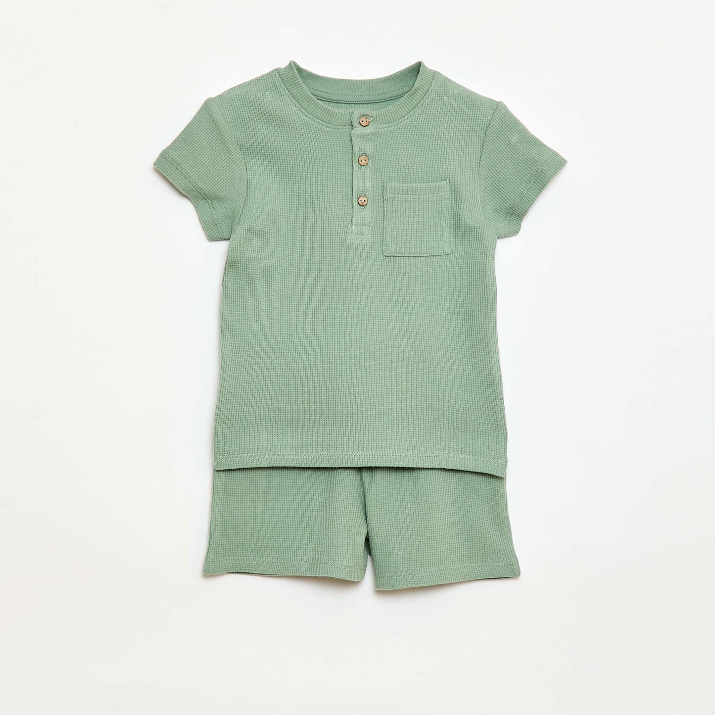 Pyjama short 2 pièces en maille côtelée VERT