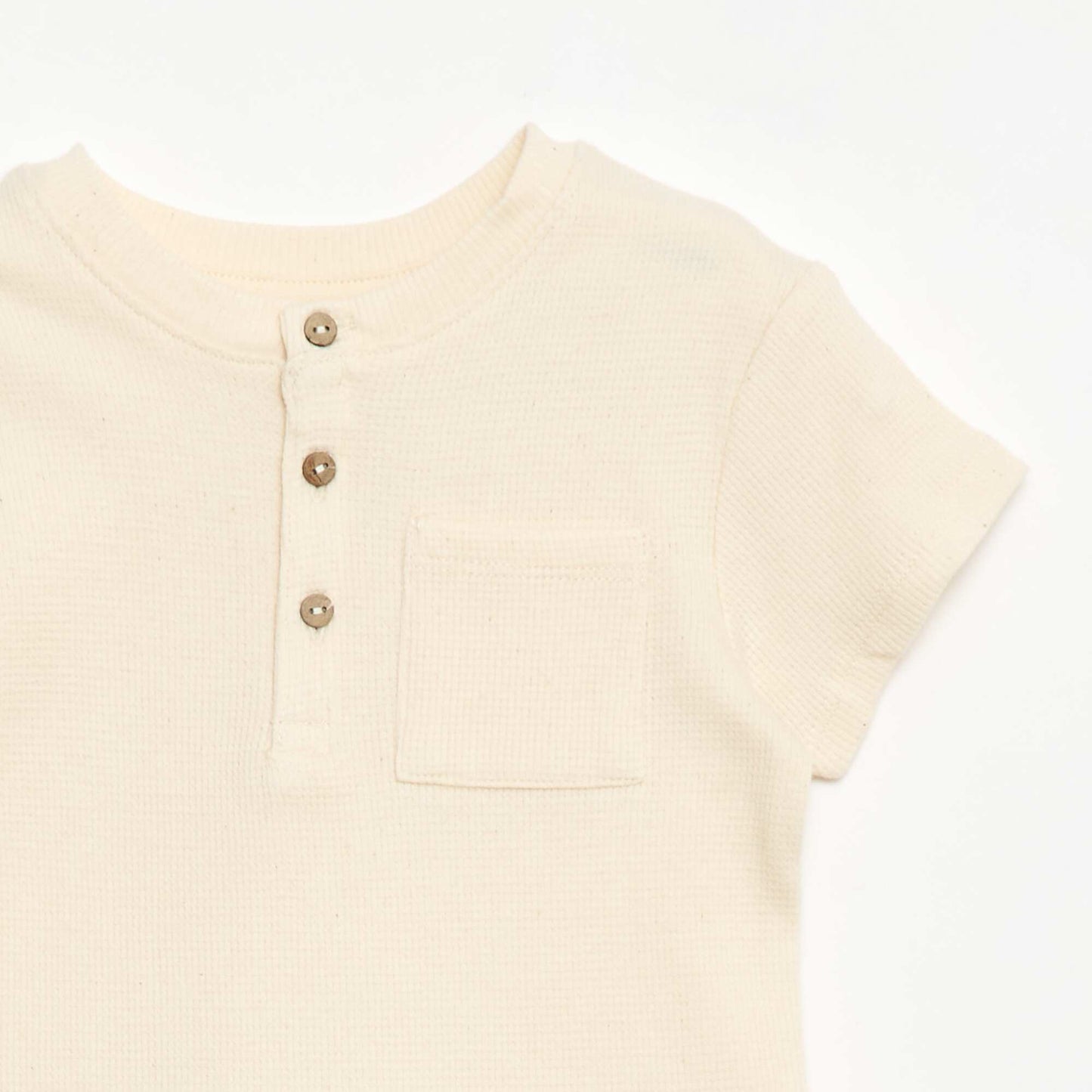 Pyjama short 2 pièces en maille côtelée BLANC