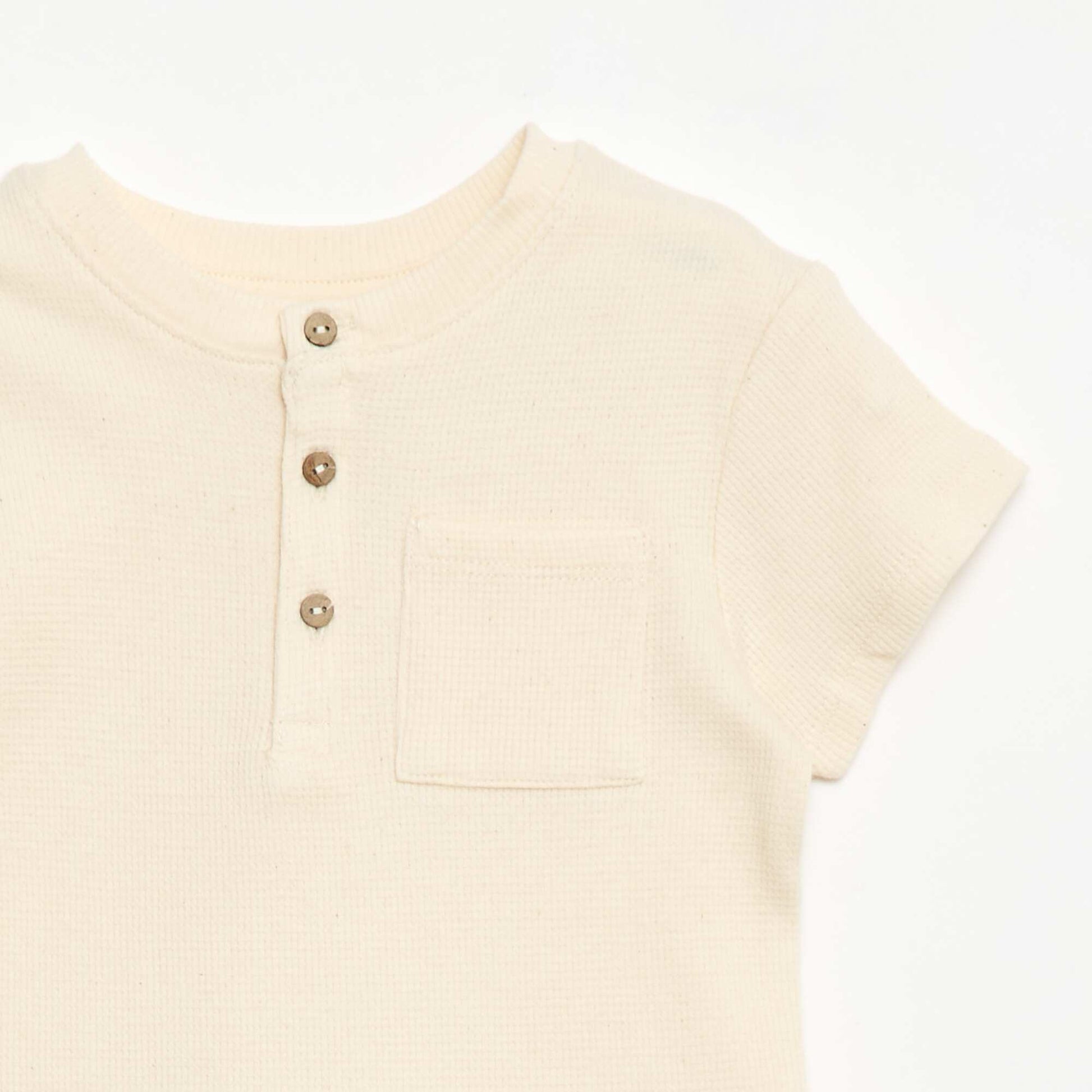 Pyjama short 2 pièces en maille côtelée BLANC