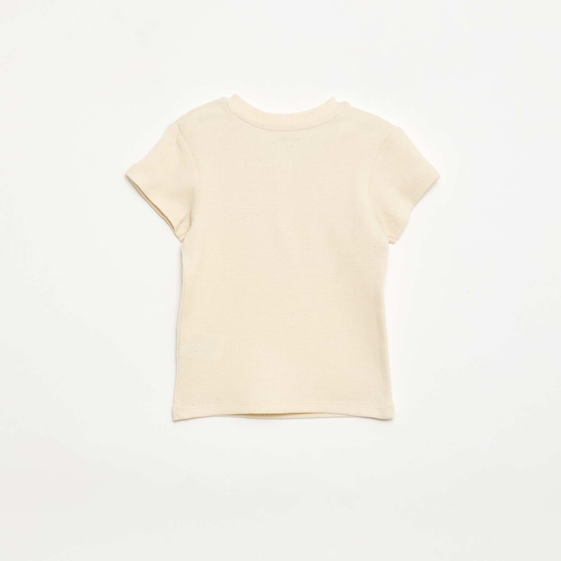 Pyjama short 2 pièces en maille côtelée BLANC