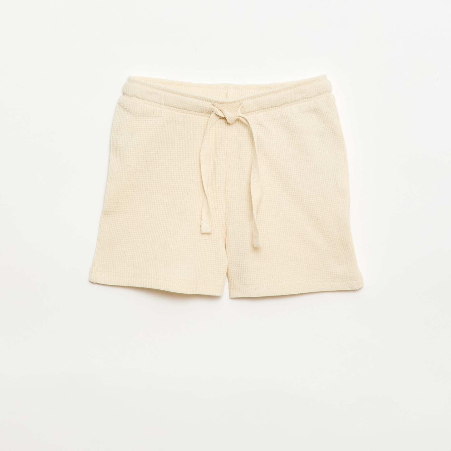 Pyjama short 2 pièces en maille côtelée BLANC