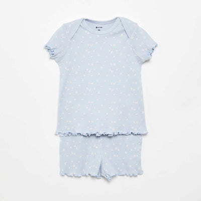 Ensemble de pyjama court t-shirt + short - 2 pièces BLEU