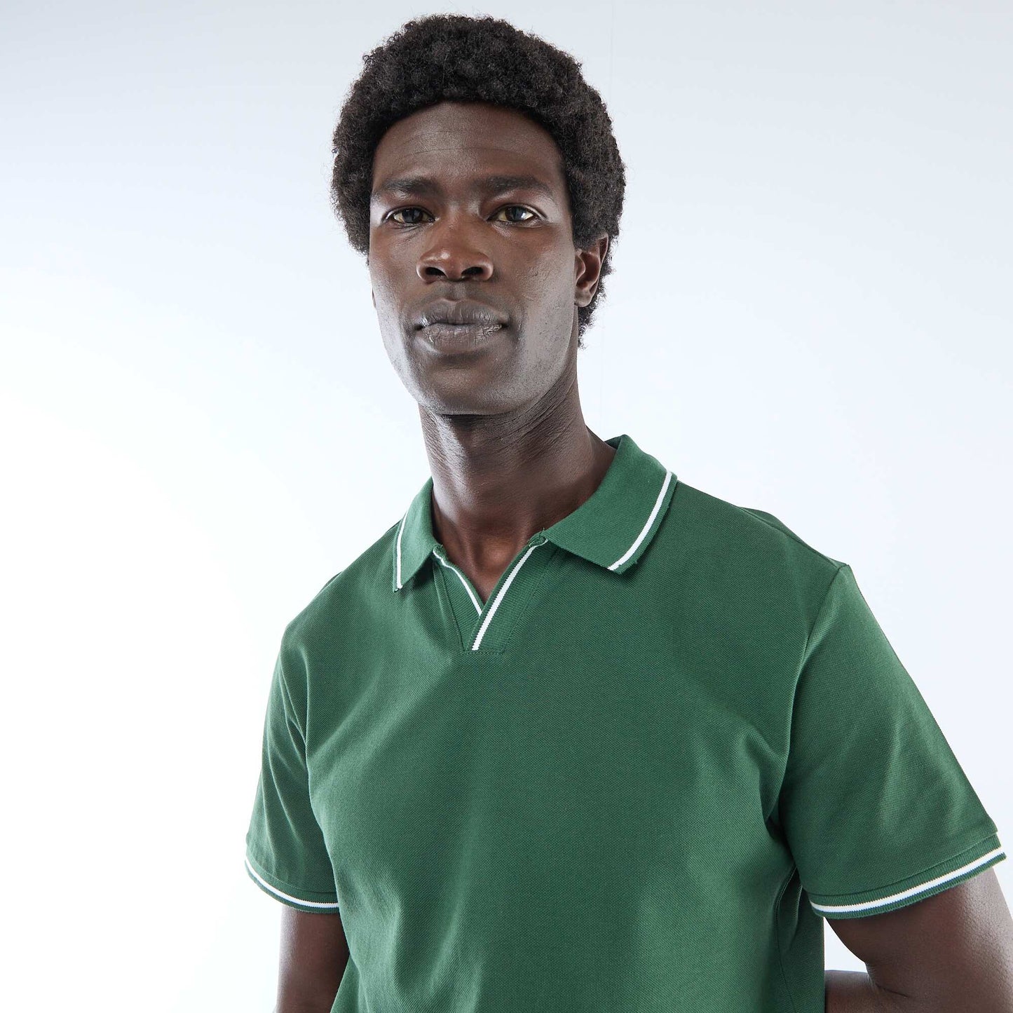 Polo en piqué de coton à manches courtes VERT