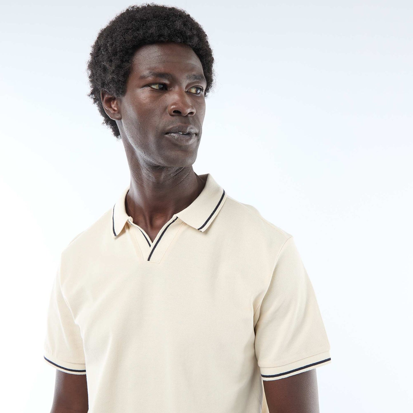 Polo en piqué de coton à manches courtes BLANC