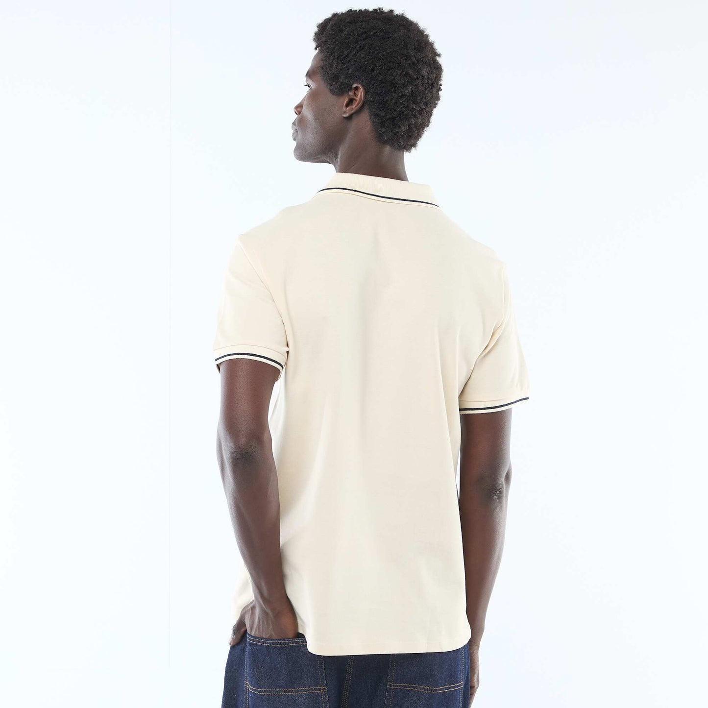 Polo en piqué de coton à manches courtes BLANC