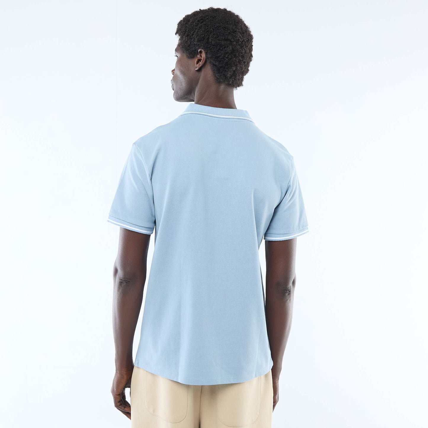 Polo en piqué de coton à manches courtes BLEU