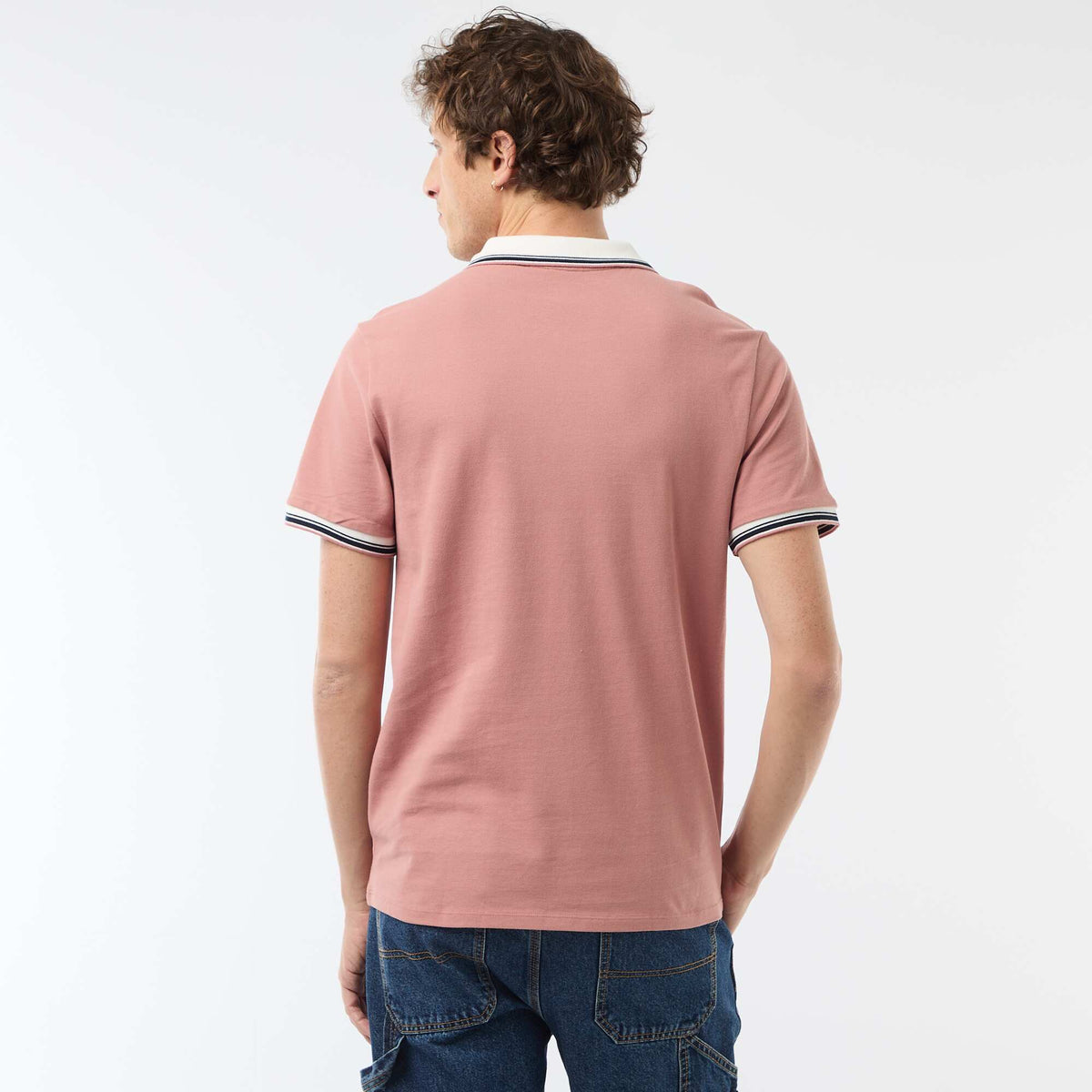 Polo en piqué de coton à manches courtes ROSE