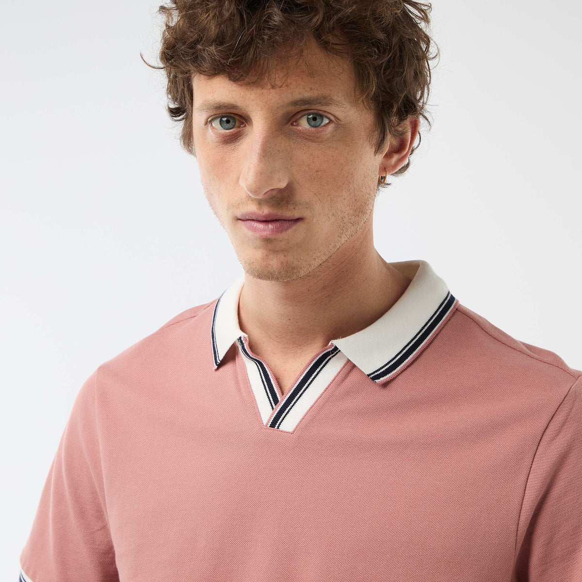 Polo en piqué de coton à manches courtes ROSE