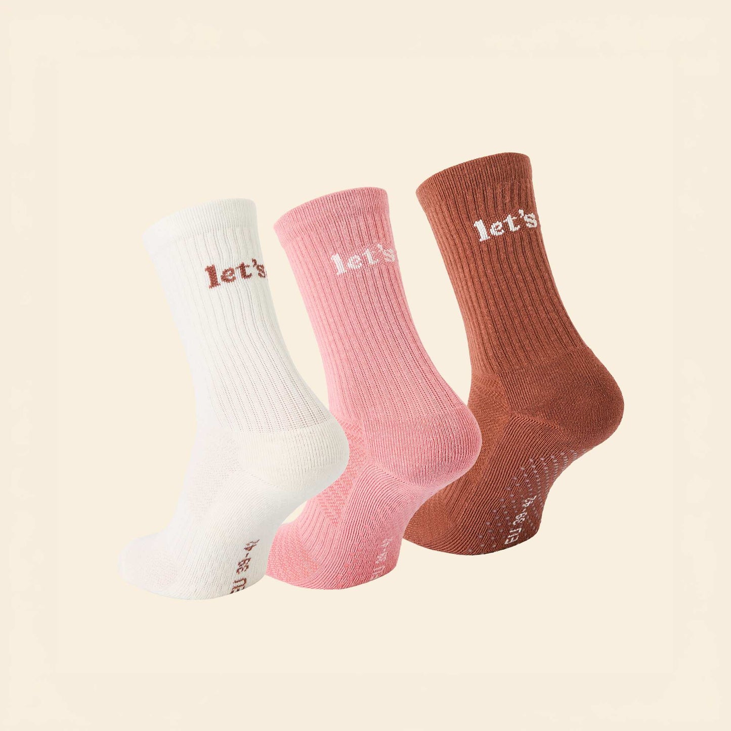 Lot de 3 chaussettes antidérapantes MARRON