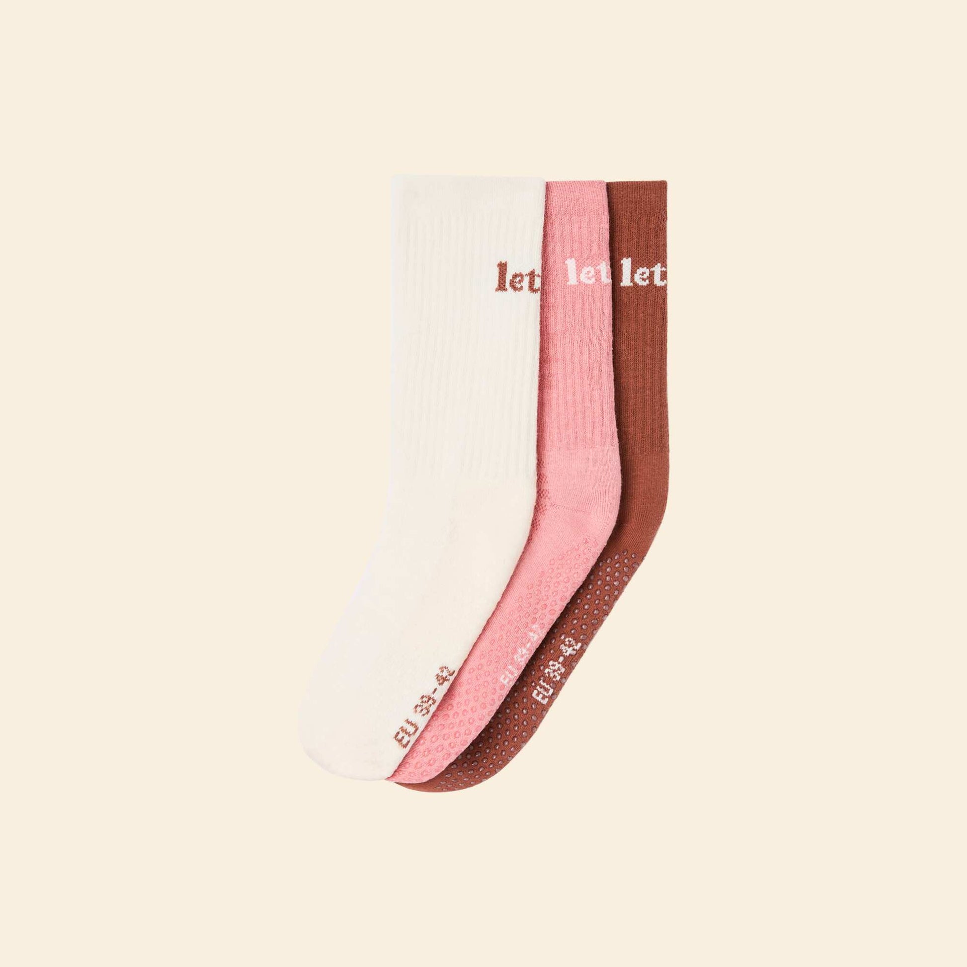 Lot de 3 chaussettes antidérapantes MARRON
