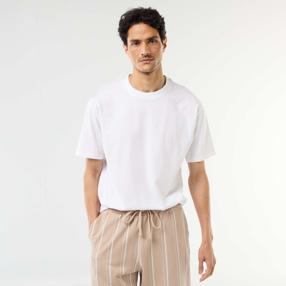 Tee-shirt uni confort fit / oversize BLANC
