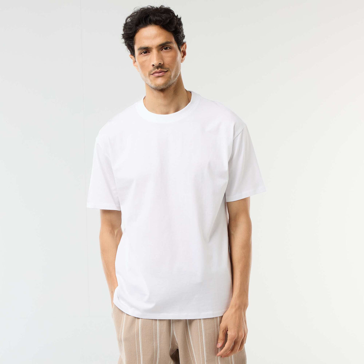 Tee-shirt uni confort fit / oversize BLANC